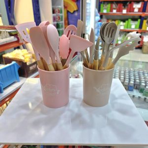 ست ابزار قنادی حرفه ای سیلیکونی دسته چوبی وارداتی در دو‌ رنگ